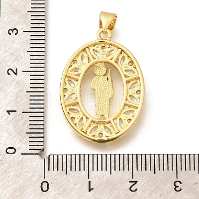 Religion Themed Rack Plating Brass Micro Pave Cubic Zirconia Pendants KK-L226-007G-20-1