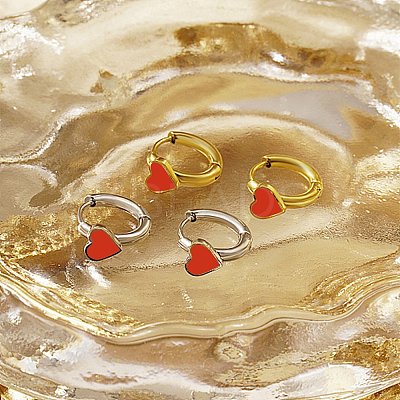 Natural Shell Heart Hoop Earrings AJEW-U002-02G-1