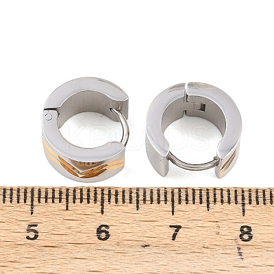 Two Tone 304 Stainless Steel Stripe Hoop Earrings EJEW-L307-04GP-01-1