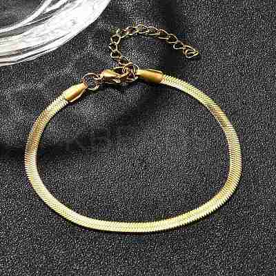 304 Stainless Steel Herringbone Chains Bracelet for Men Women BJEW-D450-01G-01-1