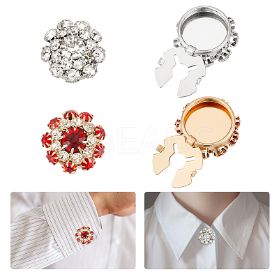 4Pcs 2 Colors Alloy Rhinestone Cufflinks DIY-NB0013-80C-1