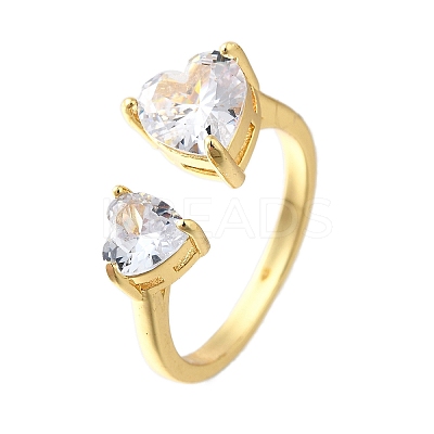 Brass Micro Pave Cubic Zirconia Cuff Rings for Women RJEW-F181-10G-01-1