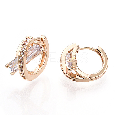 Rack Plating Brass Micro Pave Cubic Zirconia Hoop Earrings EJEW-P238-09KCG-1