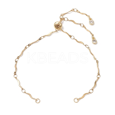 304 Stainless Steel Wave Bar Link Chain Slider Bracelet Makings AJEW-JB01256-01-1