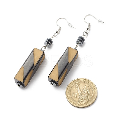 Acrylic Cuboid Dangle Earrings with Synthetic Hematite EJEW-JE04974-1