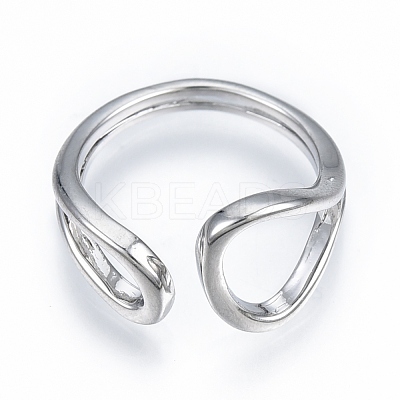Brass Wire Wrap Teardrop Open Cuff Ring for Women RJEW-T001-96P-1