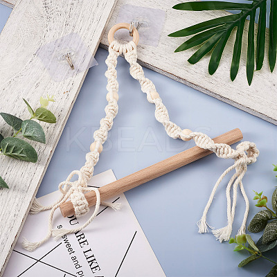 3Pcs 3 Styles Handmade Cotton with Polyester Rope Woven and Wooden Toilet Paper Holder HJEW-CF0001-10-1