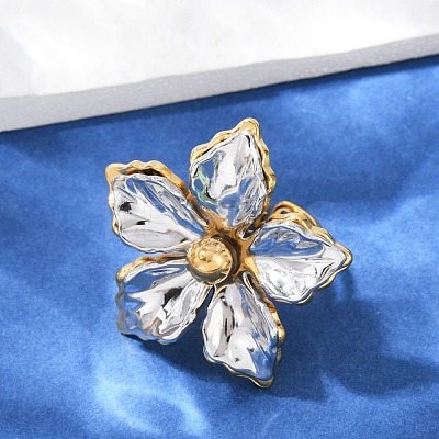 304 Stainless Steel Adjustable Cuff Rings for Women RJEW-S629-11G-1
