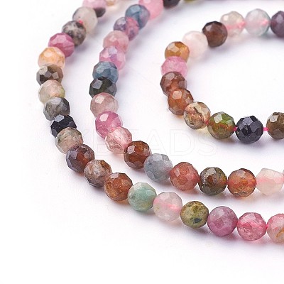 Natural Multicolor Tourmaline Beads Strands X-G-F619-20B-4mm-1