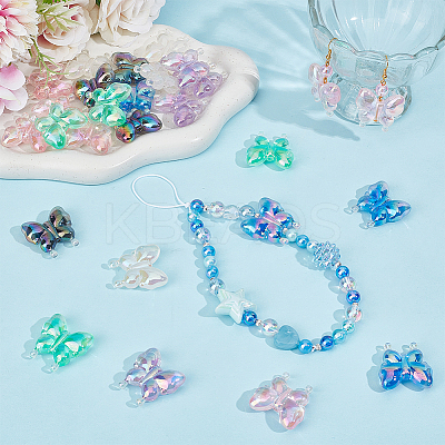 28Pcs 7 Colors Luminous UV Plating Rainbow Iridescent Acrylic Beads OACR-SC0001-99-1