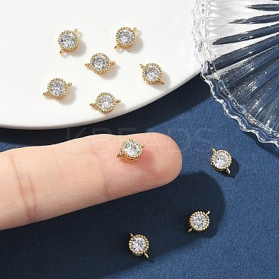 SHEGRACE Brass Pave Clear Cubic Zirconia Flat Round Connector Charms XGRQ3D730-500G-1