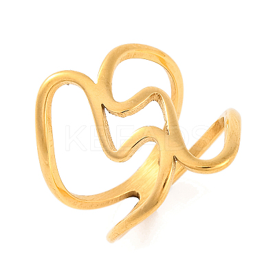 Ion Plating(IP) 304 Stainless Steel Wave Finger Rings for Women RJEW-S414-30B-G-1