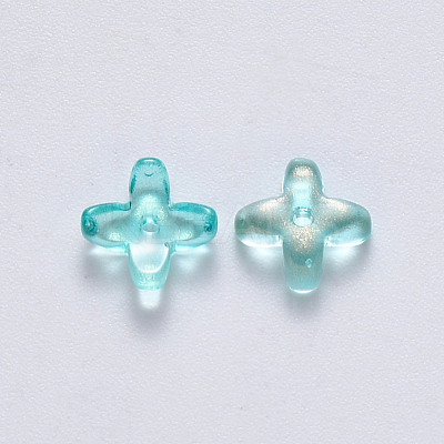 Transparent Spray Painted Glass Beads GLAA-R211-06-C03-1