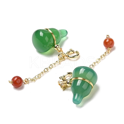 Natural Green & Red Agate Gourd Pendant Decorations G-K341-14G-1