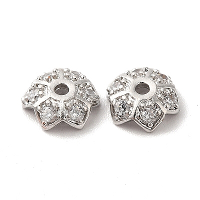 Brass Micro Pave Cubic Zirconia Bead Caps KK-E068-VF851-1-1