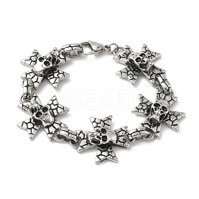 304 Stainless Steel Link Chain Bracelets for Men Women BJEW-D385-01AS-1