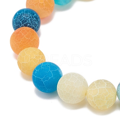 Natural Weathered Agate(Dyed) Round Beaded Stretch Bracelet BJEW-JB08502-1