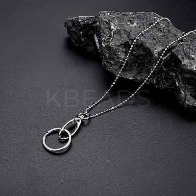 304 Stainless Steel Ball Chains Neck Strap Lanyard HJEW-SW00133-1