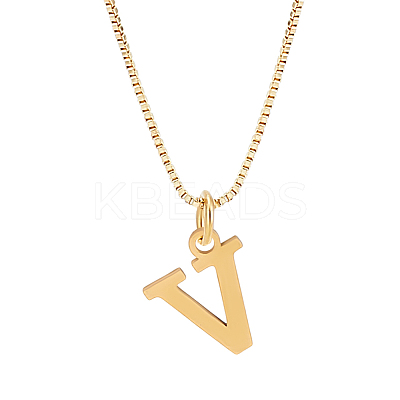 1pc 304 Stainless Steel Letter Pendant Necklaces NJEW-LP0001-38V-G-1