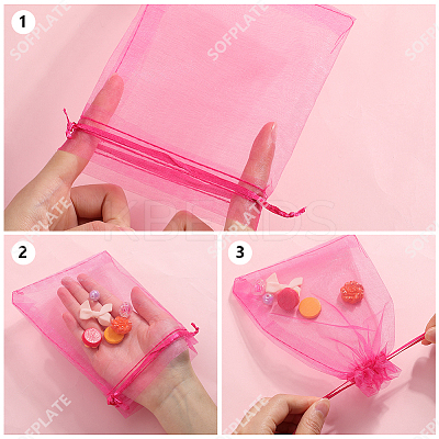 100Pcs Organza Bags Jewellery Storage Pouches Wedding Favour Party Mesh Drawstring Gift OP-SP0001-01C-1