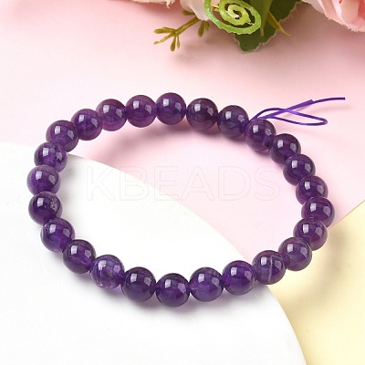 Natural Amethyst Beads Stretch Bracelets for Women BJEW-H636-01-1