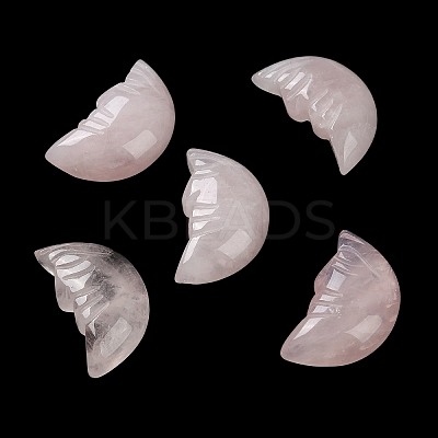 Natural Rose Quartz Carved Healing Moon with Human Face Figurines G-B062-06E-1