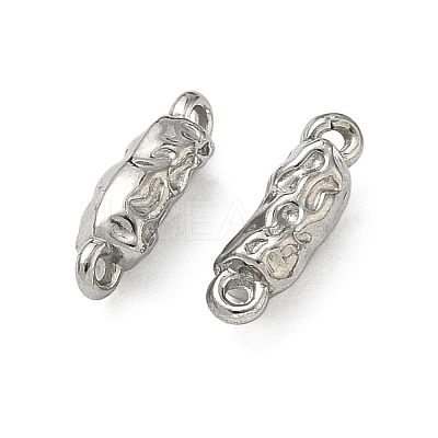 304 Stainless Steel Textured Rectangle Links Connector Charms STAS-D211-01B-P-1