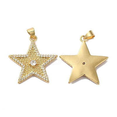 Rack Plating Brass Pave Cubic Zirconia Pendants KK-O142-52G-1
