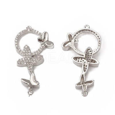 Brass Micro Pave Clear Cubic Zirconia Connector Charms KK-E068-VB072-1