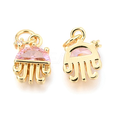Brass Micro Pave Cubic Zirconia Charms KK-I683-06A-1