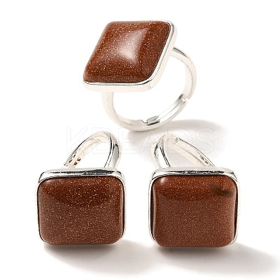 Synthetic Goldstone Adjustable Rings RJEW-H240-01S-16-1