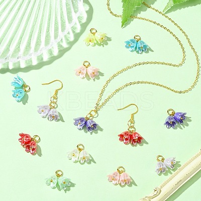 80Pcs 8 Colors Flower ABS Plastic Pearl Pendants PALLOY-CJ00075-1
