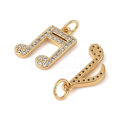Rack Plating Brass Micro Pave Clear Cubic Zirconia Pendants KK-G507-02G-1