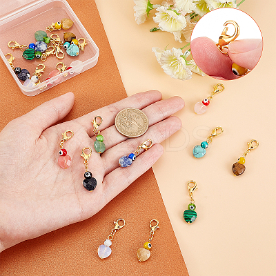 20Pcs 10 Colors Natural Gemstone Pendant Decoration HJEW-PH0001-44-1