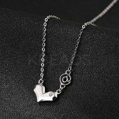 925 Sterling Silver Pave Clear Cubic Zirconia Heart Pendant Necklaces for Women NJEW-D315-04P-1