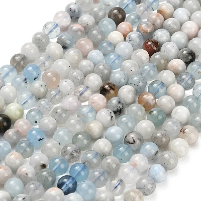 Natural Aquamarine Beads Strands G-F591-29B-6mm-01-1