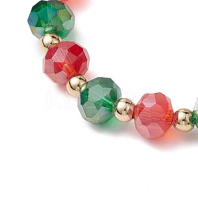 Christmas Theme Glass Beaded Stretch Bracelets BJEW-TA00540-1