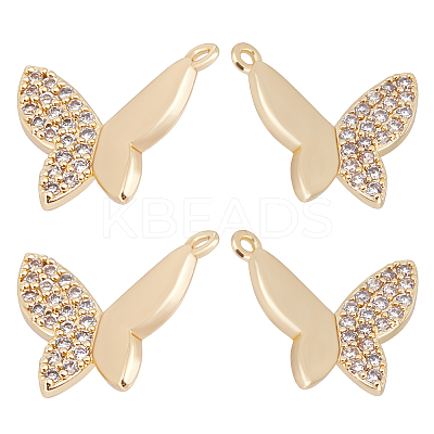 10Pcs 2 Style Rack Plating Brass Micro Pave Clear Cubic Zirconia Charms KK-BBC0003-13-1