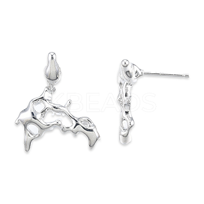 Brass Twist Dangle Stud Earrings for Women EJEW-N012-49P-1