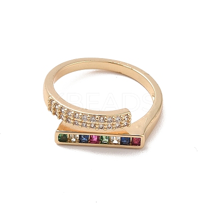 Brass Micro Pave Cubic Zirconia Rings RJEW-R146-15G-1