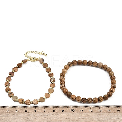 Natural & Synthetic Mixed GemstoneBeaded Bracelets Set for Women BJEW-G752-02G-1