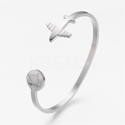 Tarnish Resistant 304 Stainless Steel Cuff Bangles BJEW-N0028-02P-1