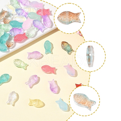 50Pcs Transparent Spray Painted Glass Beads GLAA-FS0002-06E-1