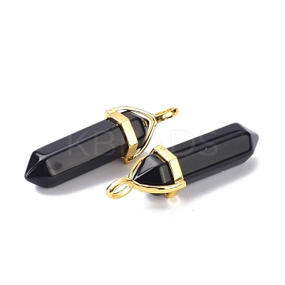 Natural Obsidian Pointed Pendants G-G025-01G-15-1