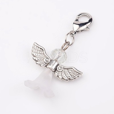Angel Tibetan Style Glass Pendants X-HJEW-JM00190-1