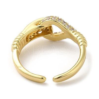Brass Micro Pave Cubic Zirconia Open Cuff Ring for Women RJEW-F154-02G-B-1