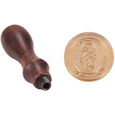 DIY Letter Scrapbook Brass Wax Seal Stamps and Wood Handle Sets AJEW-PH0010-O-1