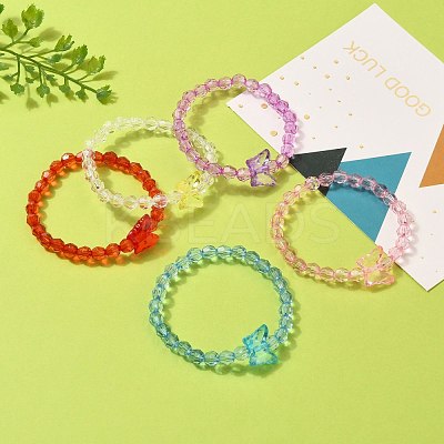 Transparent Acrylic Beads Kids Bracelets BJEW-JB05537-1