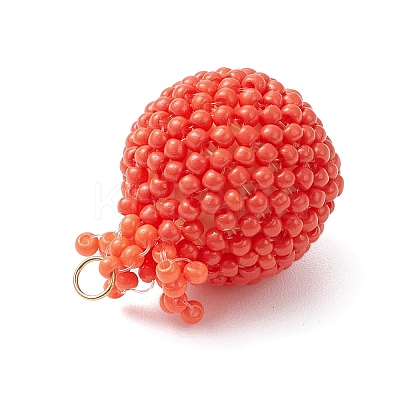 Glass Seed Beaded Pomegranate Pendants PALLOY-MZ00936-1