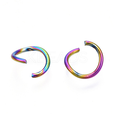 Ion Plating(IP) Rainbow Color 304 Stainless Steel Open Jump Rings X-STAS-N098-062A-01-1
